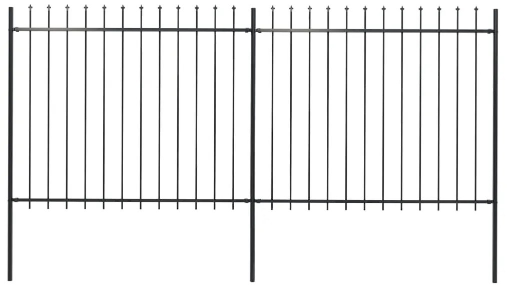 vidaXL Gard de grădină cu vârf suliță, negru, 3,4 m, oțel