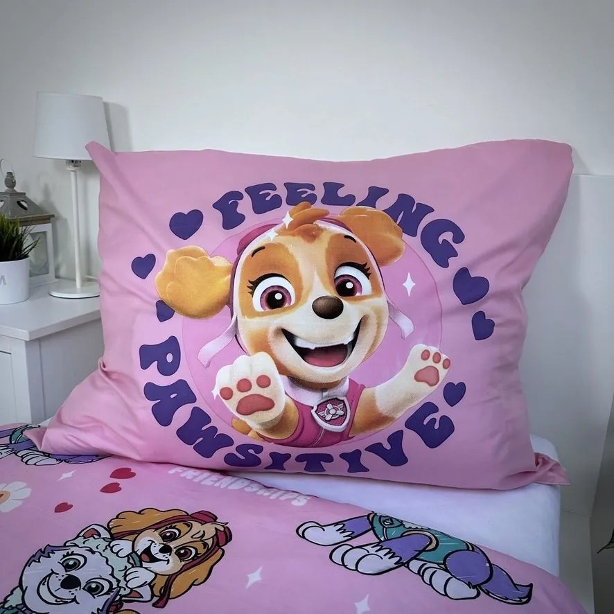 Lenjerie de pat din microfibra pentru copii PAW PATROL Pawsome friendships roz Dimensiune lenjerie de pat: 70 x 90 cm | 140 x 200 cm