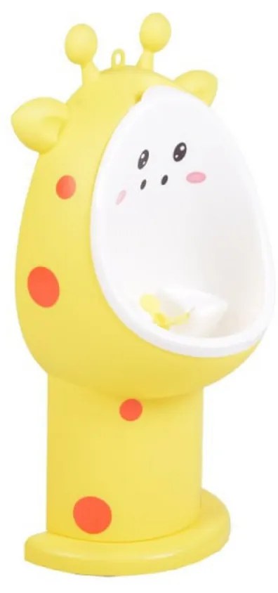 Olita copii tip Pisoar NOVOKIDSª Funny Giraffe, Cu morisca, Vas detasabil, Atasabila la peretele baii, Model Girafa , Galben