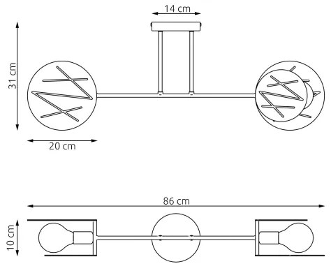 Lustră pe tijă FRICK 2xE27/15W/230V negru