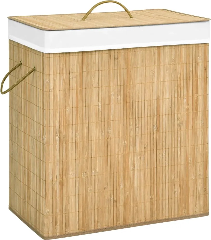 vidaXL Coș de rufe din bambus cu 2 secțiuni, 100 L