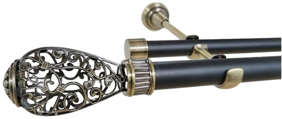 Galerie dubla fara inele ABOVE - 25/19 - negru/aur antic (Alege marime: 160 cm)