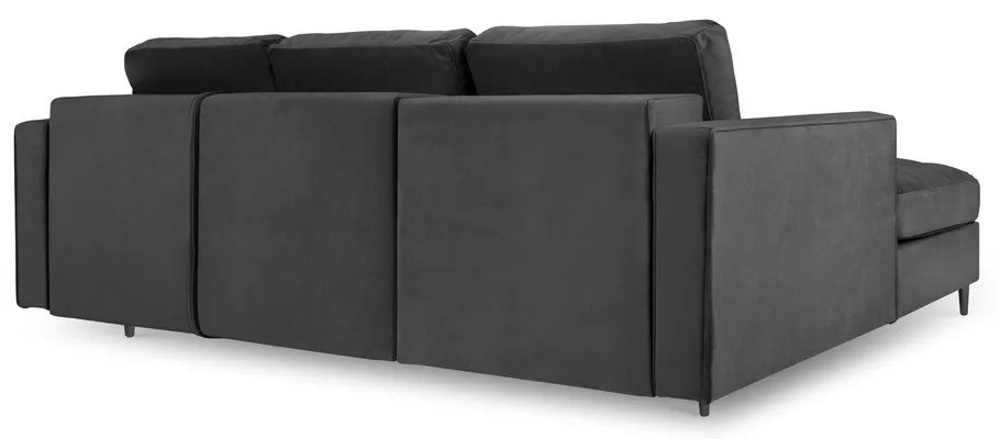 Colțar extensibil din catifea cu șezlong stânga Milo Casa Santo, gri închis