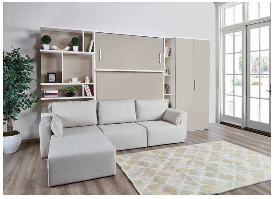 Biblioteca - Royal Bookcase (100 cm) (Culoare biblioteca Royal: Alb Lucios + Corpuri albe mat)