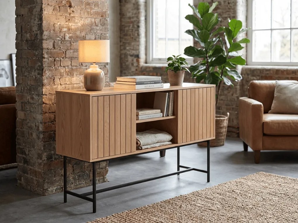 Comoda cu dulapuri VALMOR 90x127 cm, decor stejar