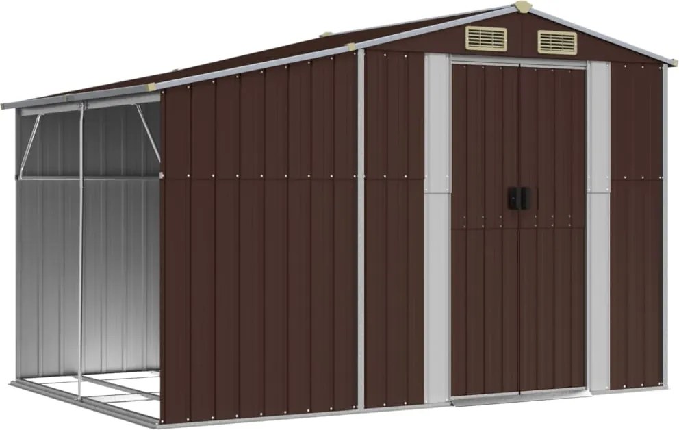 vidaXL Șopron de grădină, maro, 277x192,5x179 cm, oțel zincat