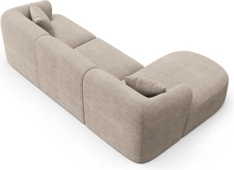 Colțar maro deschis cu tapițerie din catifea reiată (cu colț pe partea stângă/cu șezlong) Campi – Cosmopolitan Design