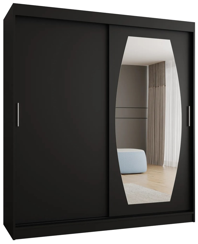 Dulap de haine 180 cm Rosaria (Negru). 1126302
