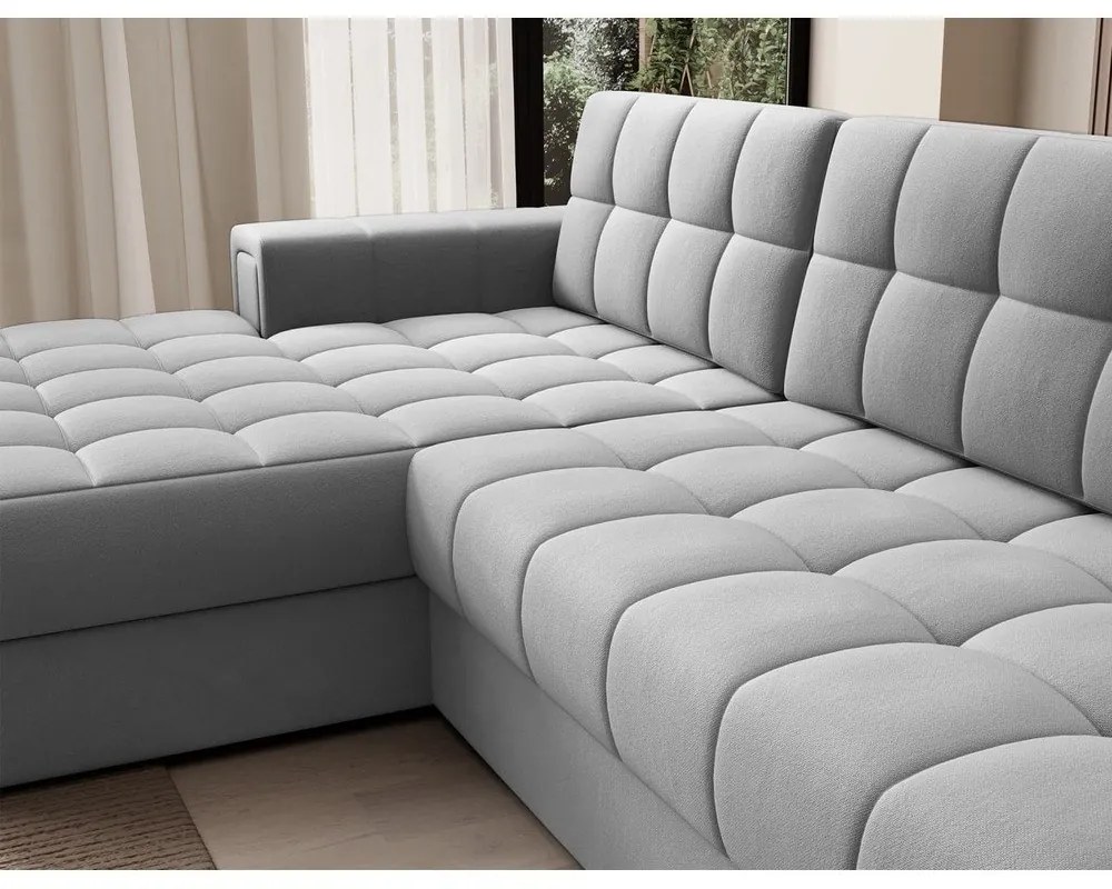 Colțar gri extensibil cu tapițerie din catifea (cu colț pe partea stângă/cu șezlong) Blezalt – ELTAP