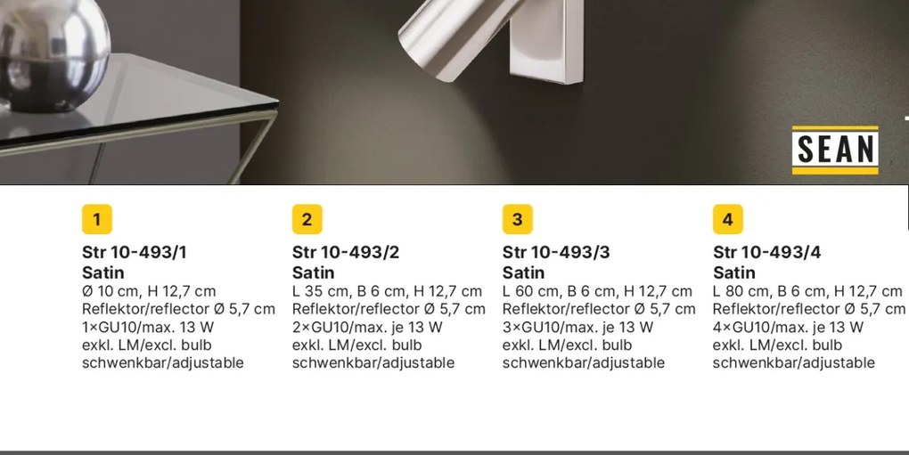 Plafoniera cu 4 spoturi directionabile SEAN crom satin