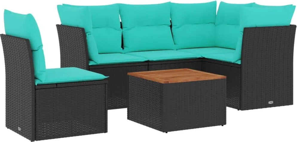 vidaXL Set canapele de grădină cu perne, 6 piese, negru, poliratan