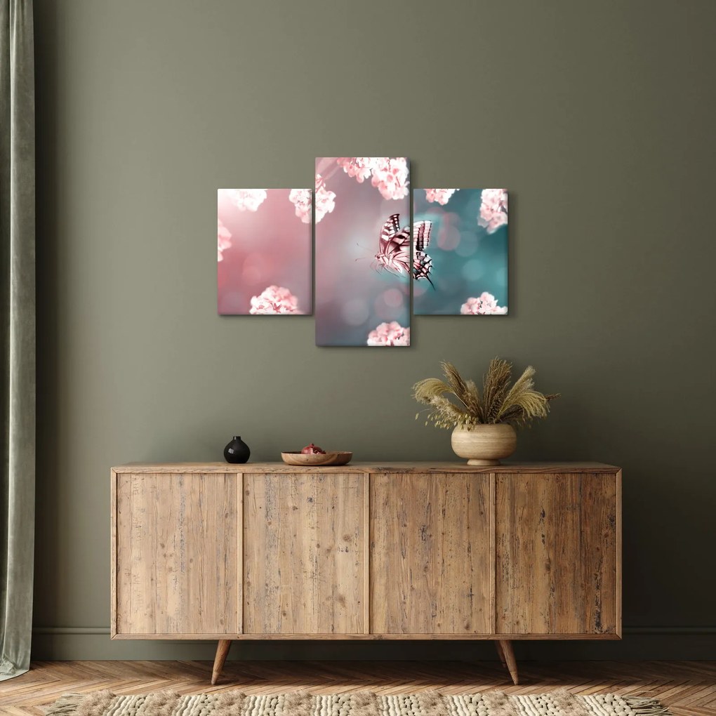 Tablou - Fluture între flori (90x60 cm)