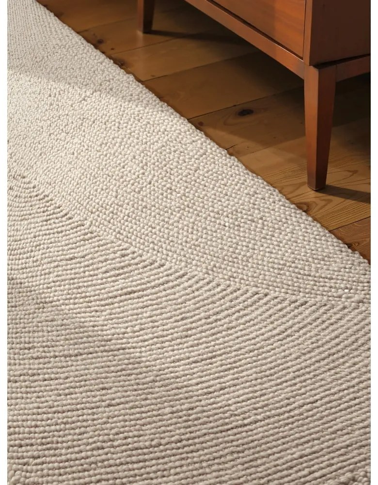 Covor tip traversă în culoare naturală deschisă, țesut manual, din lână 80x300 cm Eleni Natural White – Hanse Home