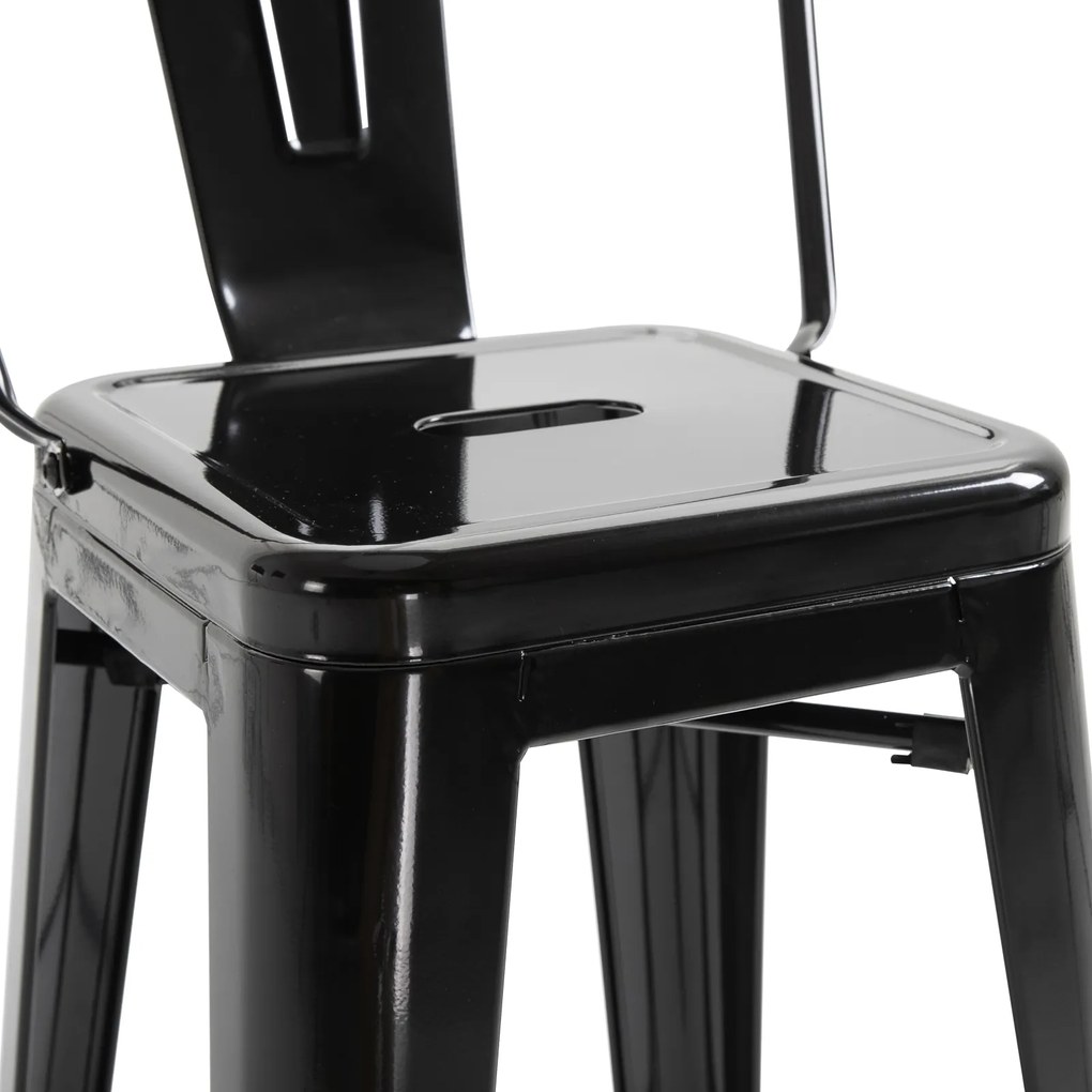 HOMCOM Set 4 Scaune Metalice Rezistente pentru Dining și Bucătărie Design Modern 44x53x116 cm Negru | Aosom Romania