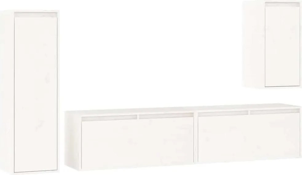 vidaXL Comode TV, alb, 4 buc., lemn masiv de pin