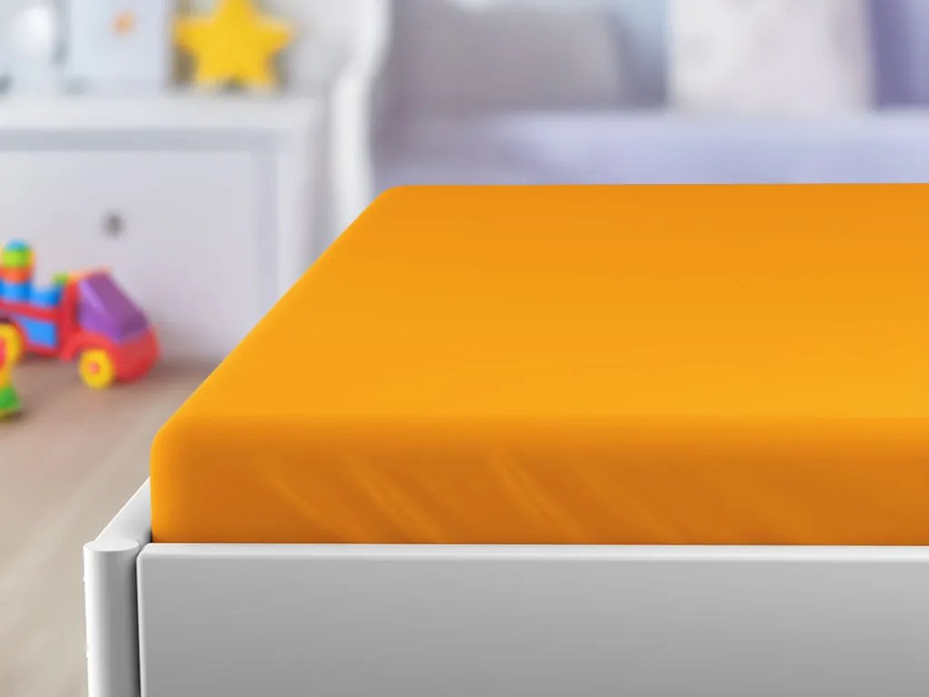 Cearsaf din jerse pentru patut de copii EXCLUSIVE 70x140 cm portocaliu