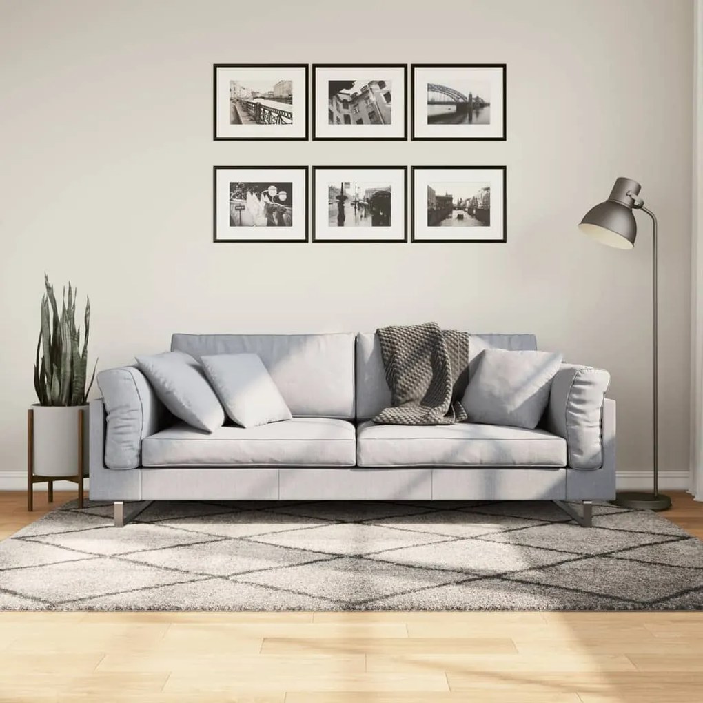 vidaXL Covor pufos &quot;PAMPLONA&quot; cu fire înalte, bej/antracit, 140x200 cm