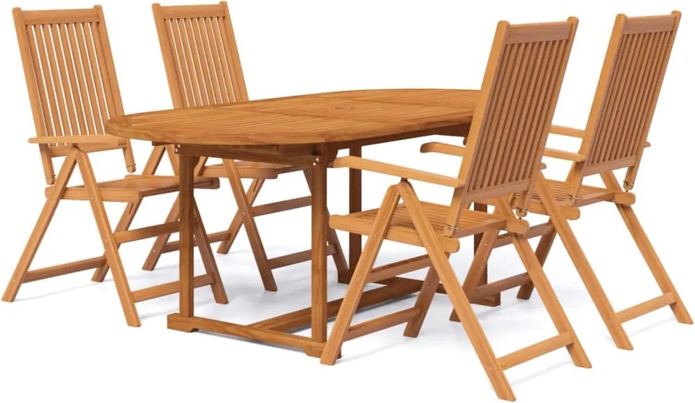 vidaXL Set mobilier de grădină, 5 piese, lemn masiv de acacia, 120-170 cm
