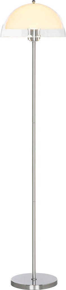 HOMCOM Lampă de Podea cu Abajur Dublu Strat pentru Living, Sufragerie, Dormitor, din Metal și Acrilic, Ø35x150 cm, Alb | Aosom Romania