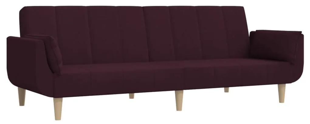 Canapea extensibila cu 2 locuri,taburet2 perne,textil,violet Violet, Cu scaunel pentru picioare