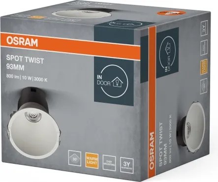 Osram - Spot LED încastrat SPOT TWIST, 10W, 230V, 3000K, diam. 9,3 cm, alb