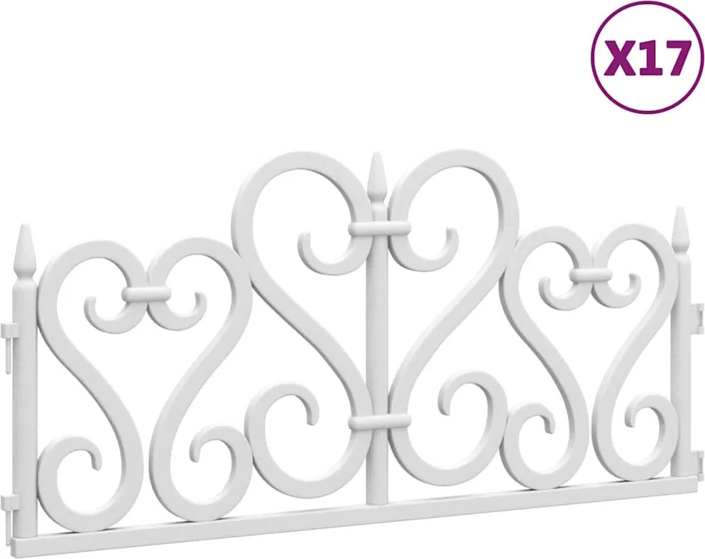 vidaXL Borduri de gazon, 17 buc., alb, 10 m, PP