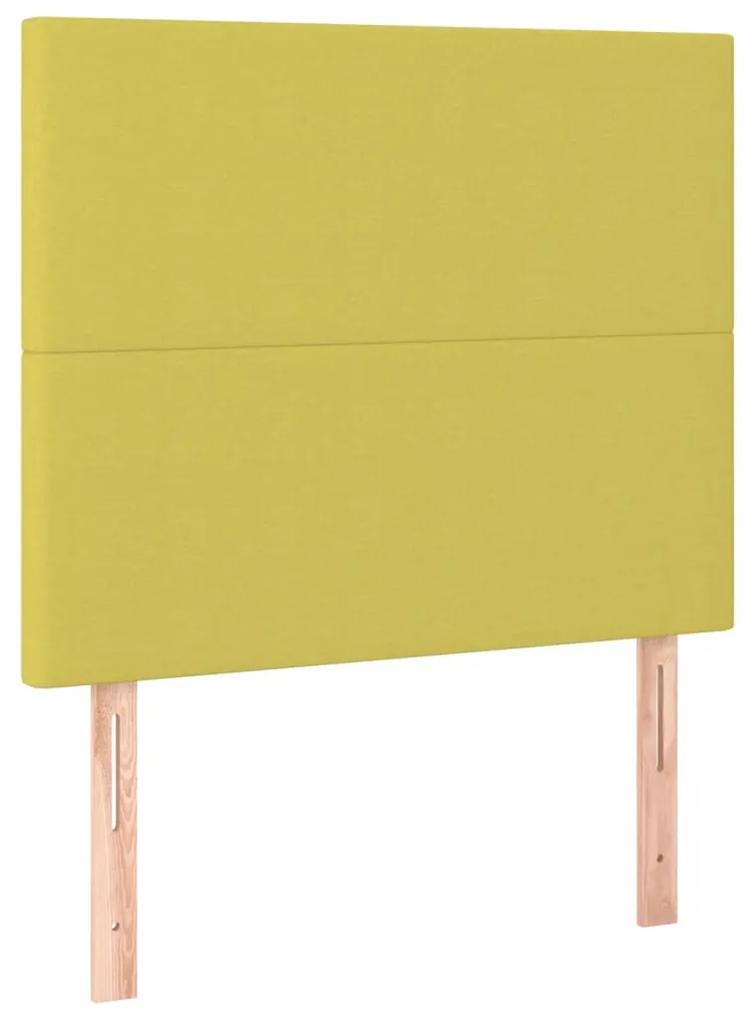 Cadru de pat cu tablie, verde, 90x190 cm, textil Verde, 90 x 190 cm, Design simplu