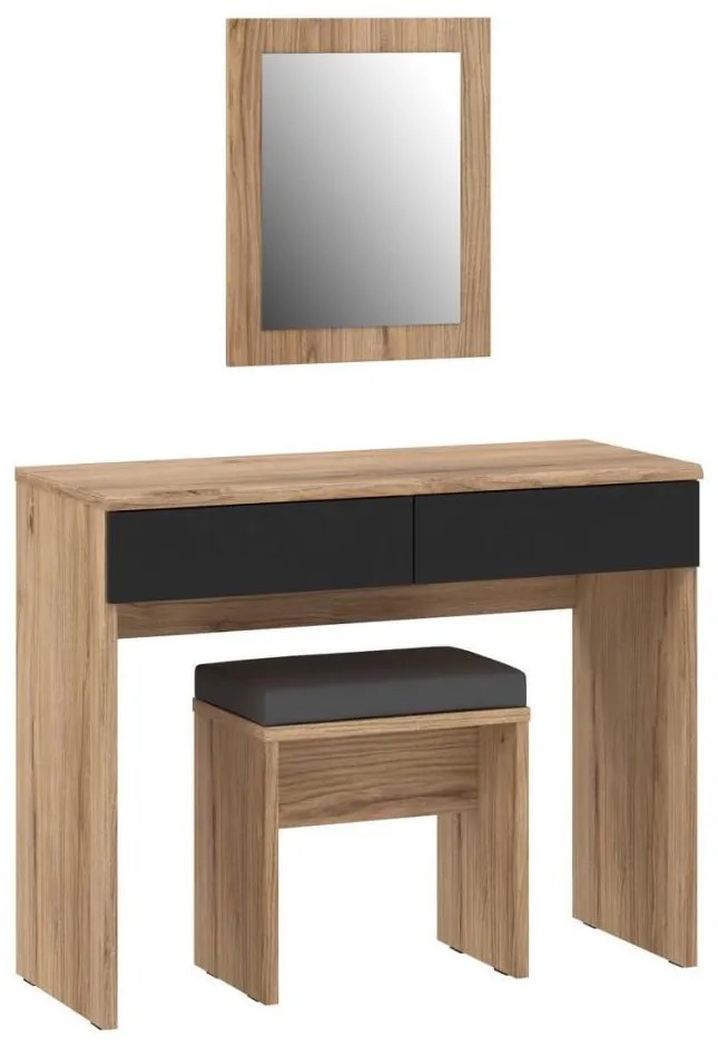 Masă de toaletă ERO cu taburet, maro/negru