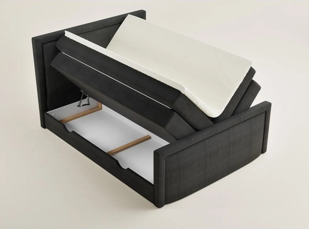 Pat boxspring gri antracit cu spațiu de depozitare 160x200 cm Fresco – Maison de Rêve