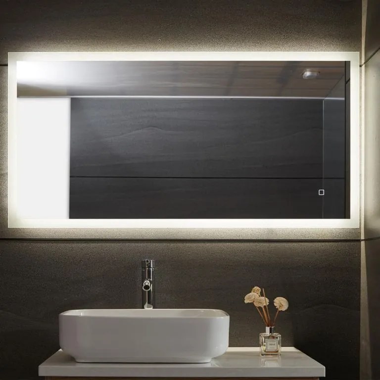 Aquamarin Oglindă de baie cu iluminare LED, 120 x 60 cm