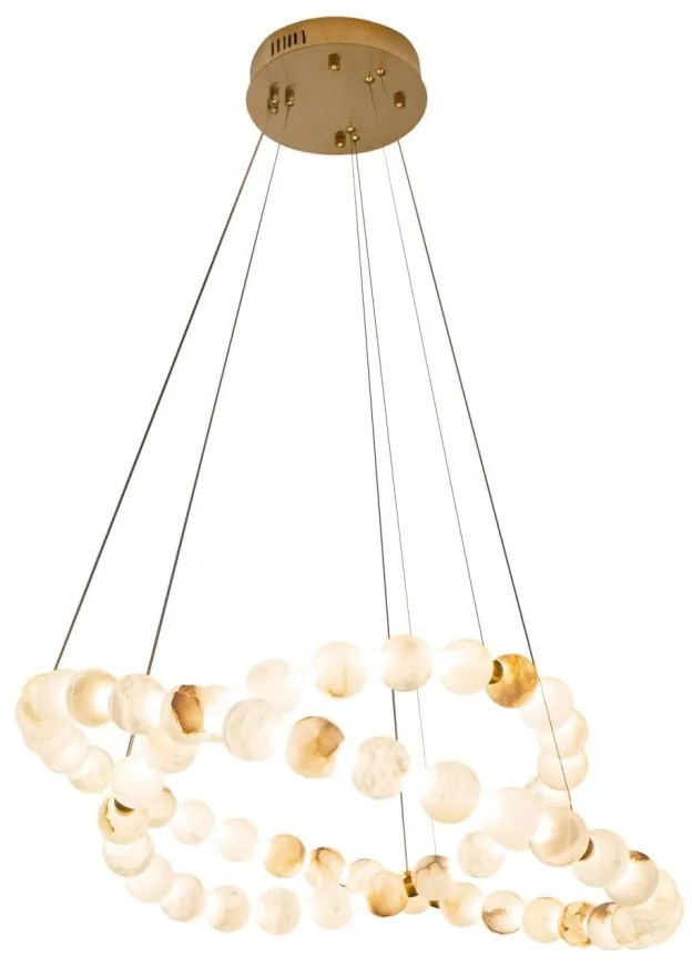 Lustra decorativa metal auriu, piatra naturala LED Coralys