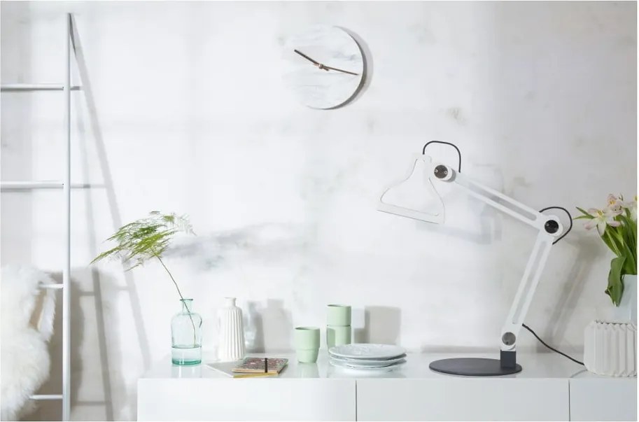 Ceas de perete din marmură Zuiver Marble Time, alb