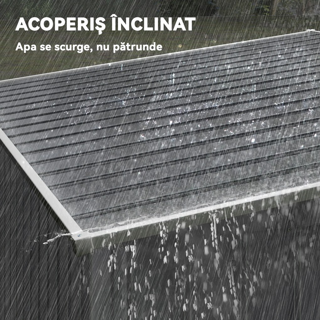 Outsunny Magazie Grădină din Oțel, Ușă Glisantă, 154x206.5x160/181 cm, Gri închis | Aosom Romania