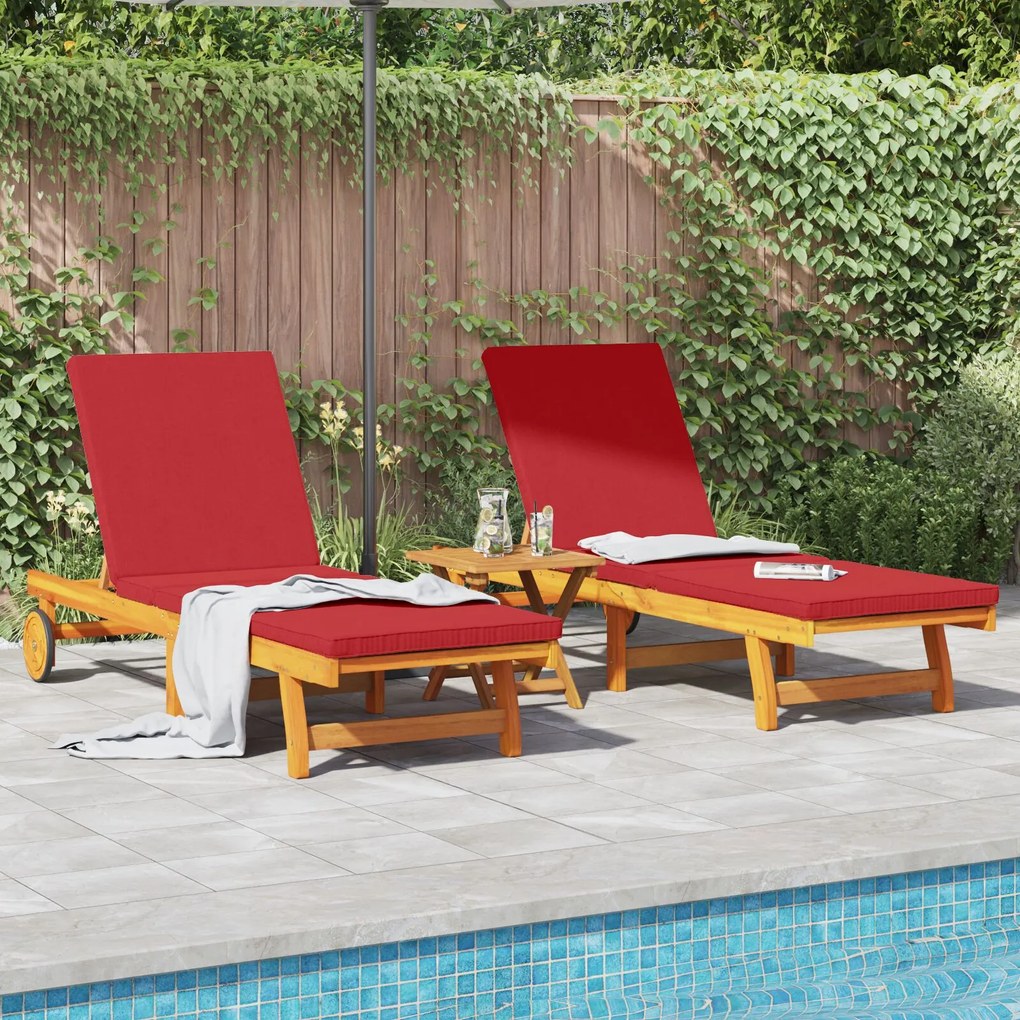 vidaXL Șezlong 2 pcs Maro 63 x 199 x 85cm Lemn masiv de acacia