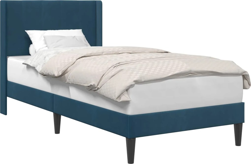 vidaXL Cadru de pat cu headboard albastru 90 x 190 cm Catifea