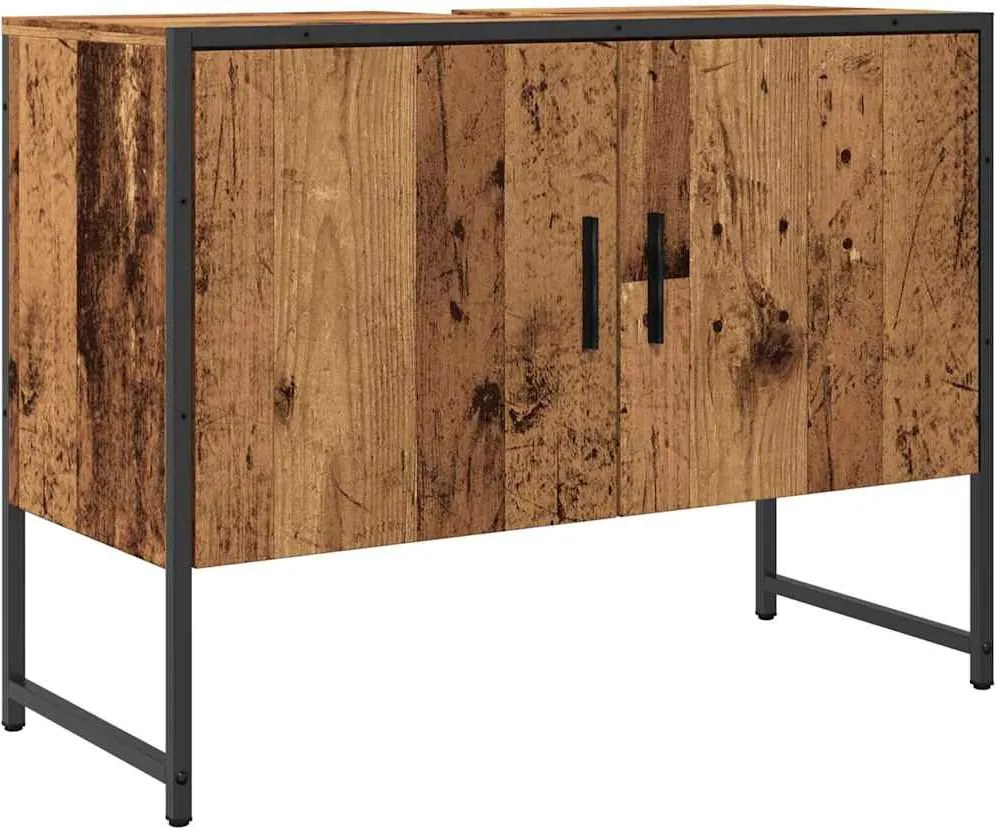 vidaXL Dulap chiuvetă baie, lemn vechi, 80x33x60 cm, lemn prelucrat