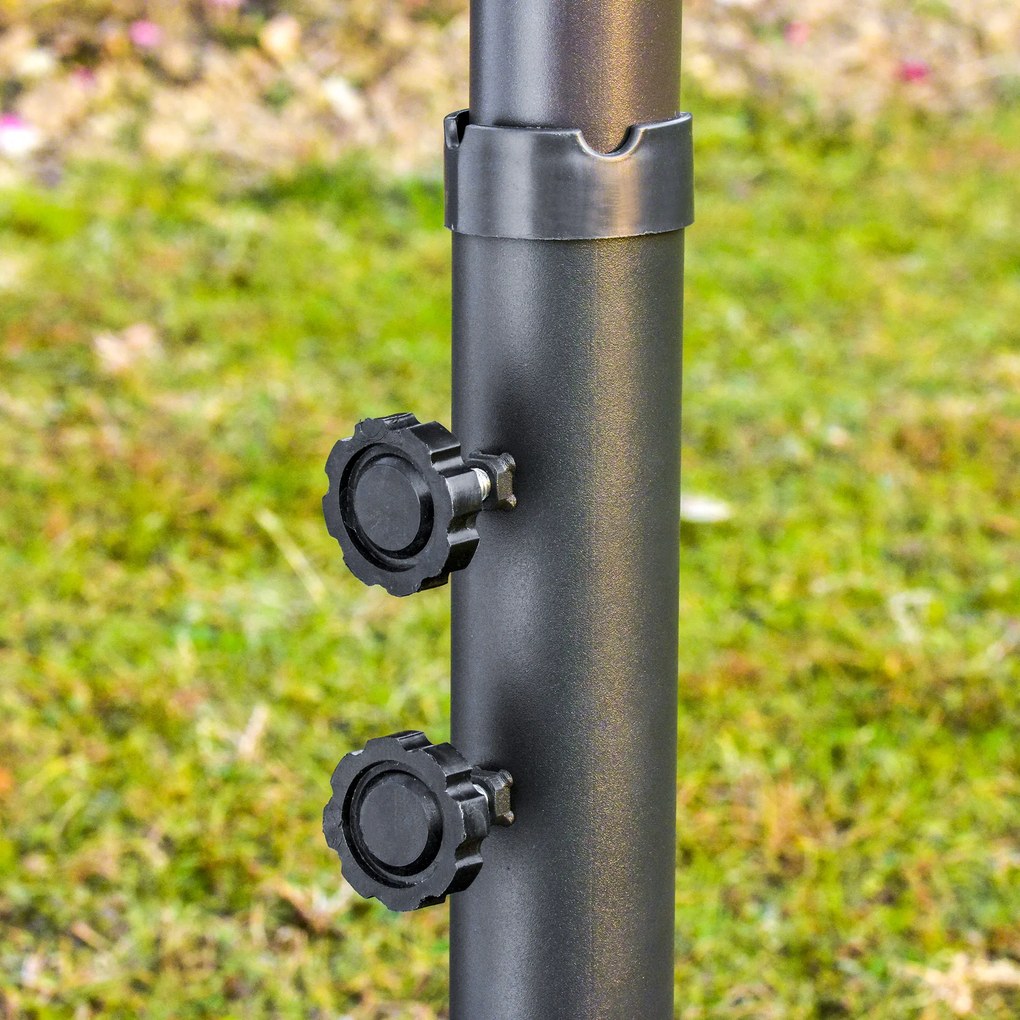 Outsunny Umbrelă Dublă cu 12 Spițe, Bază în Cruce și Manivelă, din Oțel și Poliester, 455x265x238 cm, Bej | Aosom Romania