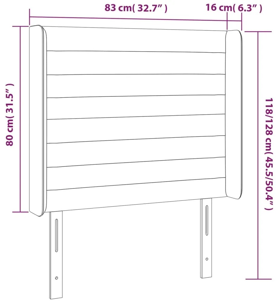 Tablie de pat cu aripioare, roz, 83x16x118 128 cm, catifea 1, Roz, 83 x 16 x 118 128 cm