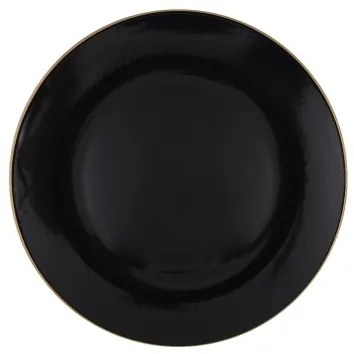 Set de masă, 24 piese, negru/auriu, din ceramică de tip stoneware