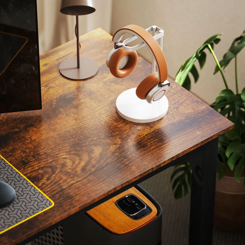 HOMCOM Masa de birou, masa de calculator, design rustic, spațiu generos, placaj, maro | Aosom Romania