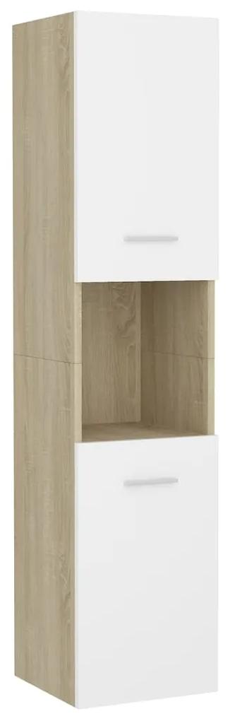 Set mobilier de baie, alb si stejar Sonoma, PAL alb si stejar sonoma, 100 x 38.5 x 46 cm, 1
