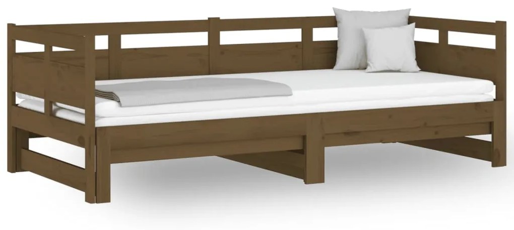 820325 vidaXL Pat de zi extensibil, maro miere, 2x(90x190) cm, lemn masiv pin