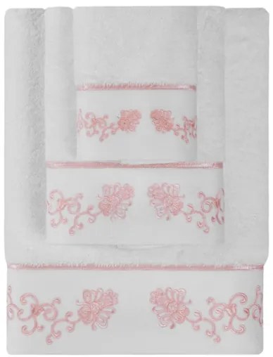 Set cadou prosoape și prosoape de corp DIARA, 3 buc Alb – Broderie gri