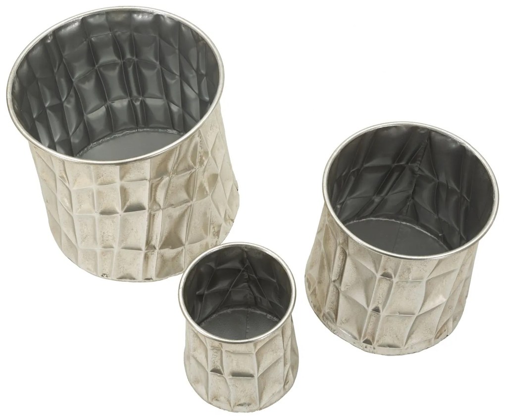 Mauro Ferretti Set 3 Vaze Finisaj Argintiu Cm Ø 35X38,5-27,5X33-18,5X26,3 | Aosom Romania