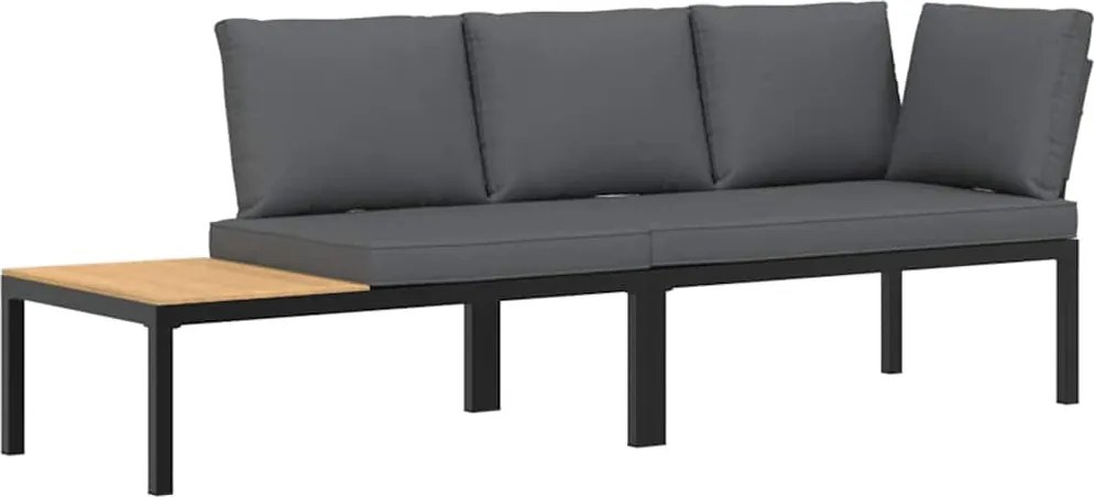 vidaXL Set canapea de grădină, 2 piese, cu perne, negru, aluminiu