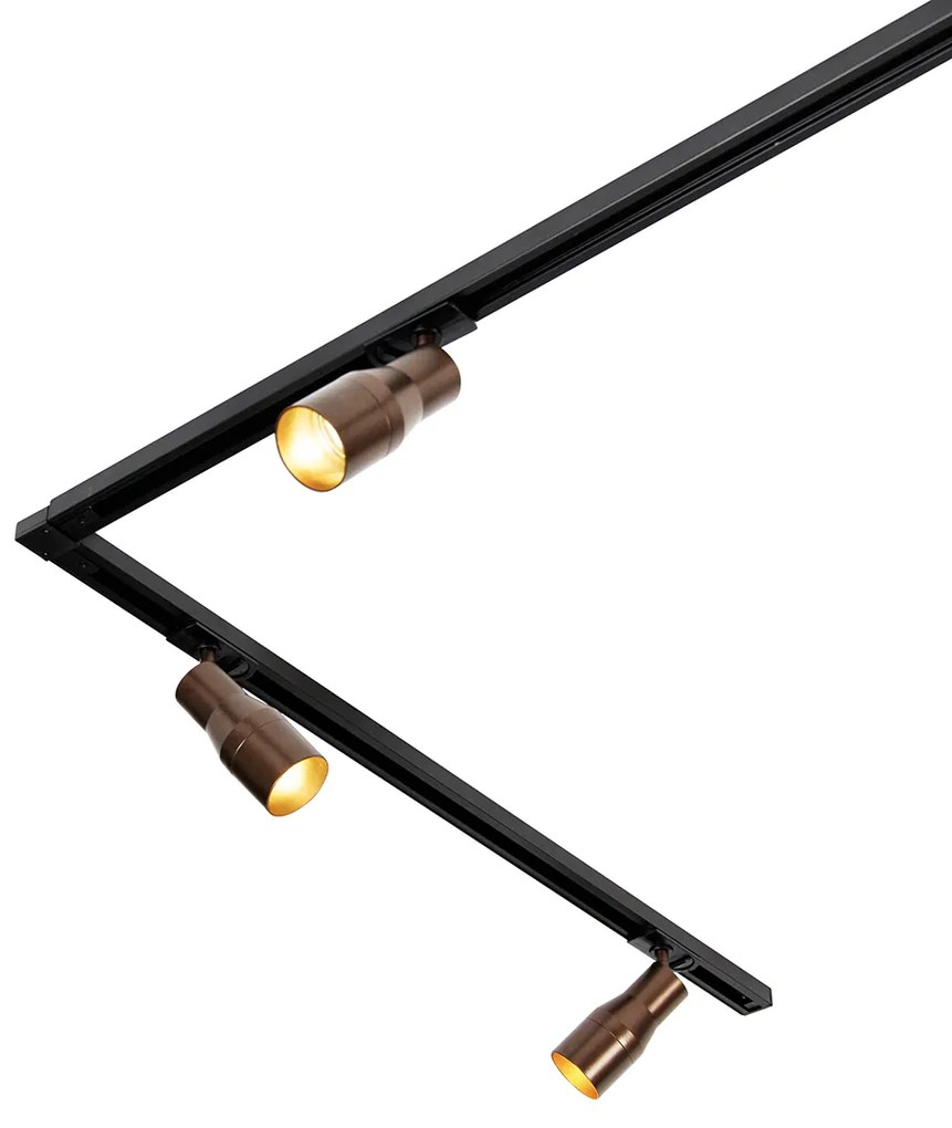 Sistem de iluminat pe șină modern cu 5 spoturi bronz închis monofazat - Iconic Kohua
