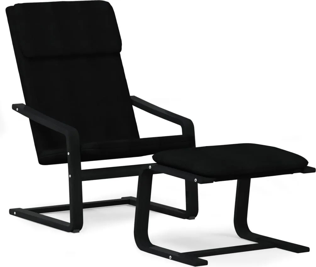 vidaXL Scaun de relaxare cu taburet, negru, textil