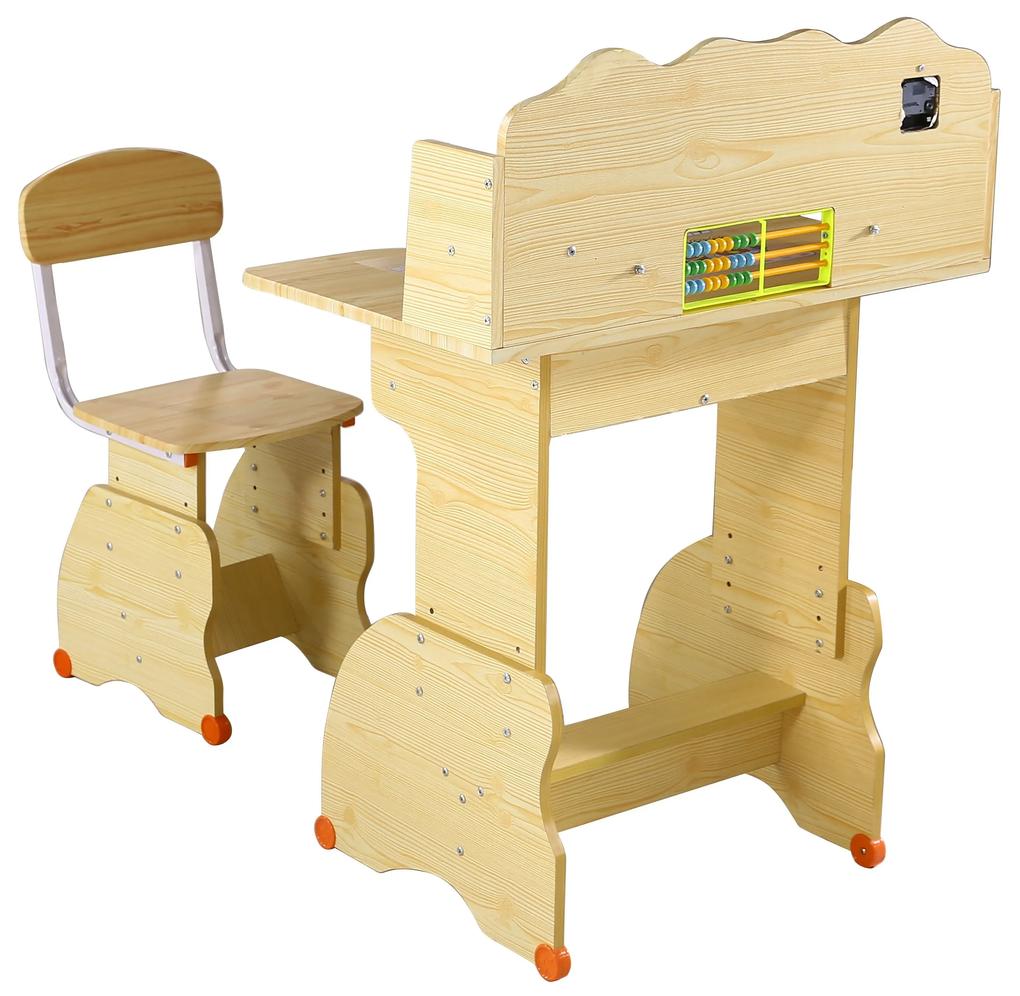 Set birou copii, natur, 75x48x102-105 cm