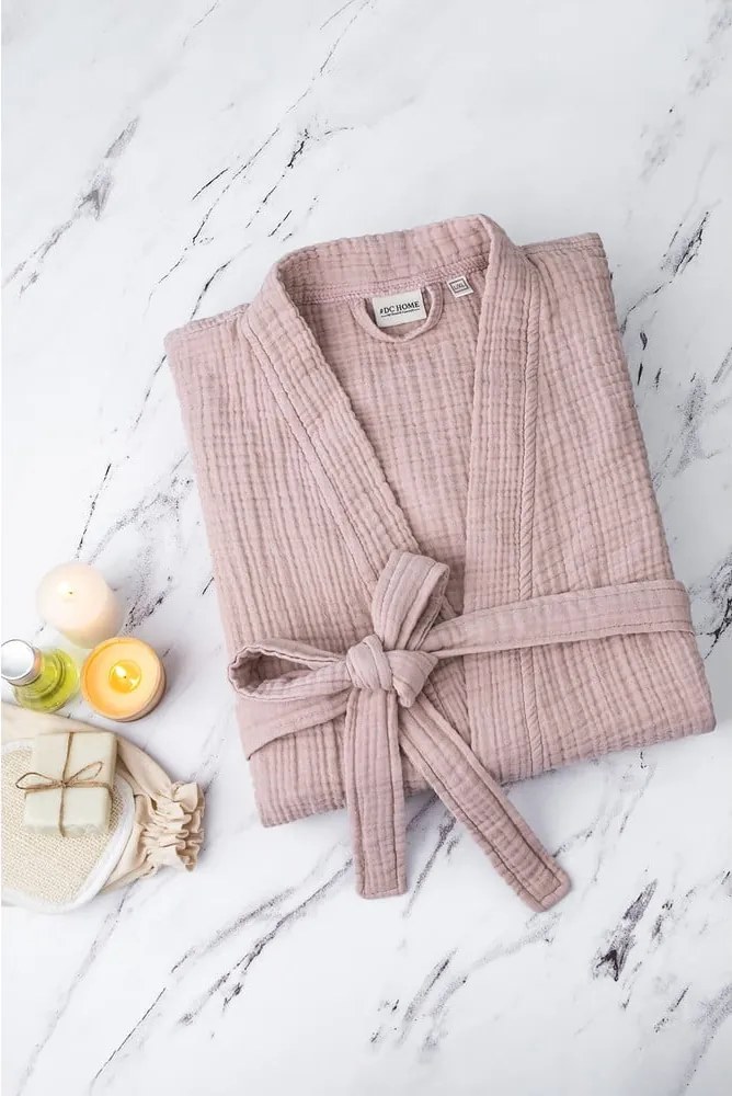 Halat roz S/M din muselină Kimono – Foutastic