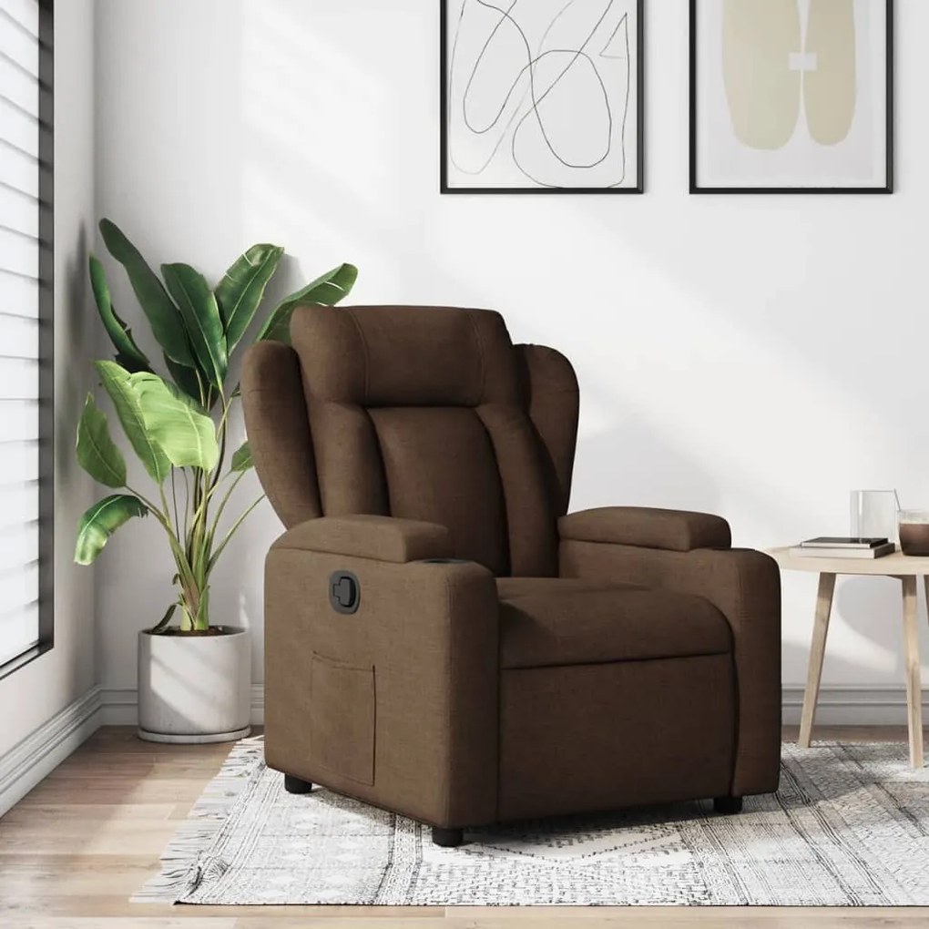 vidaXL Fotoliu rabatabil, maro, material textil